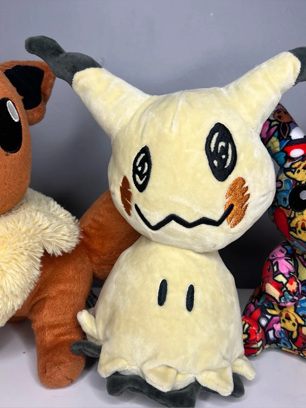 Pokemon Characters Plush Toy Lot of 3 : Eevee, Mimikyu, and Thunderbolt Pikachu